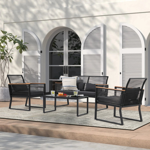 Ebern Designs Darcella 4 Person Outdoor Seating Group With Cushions